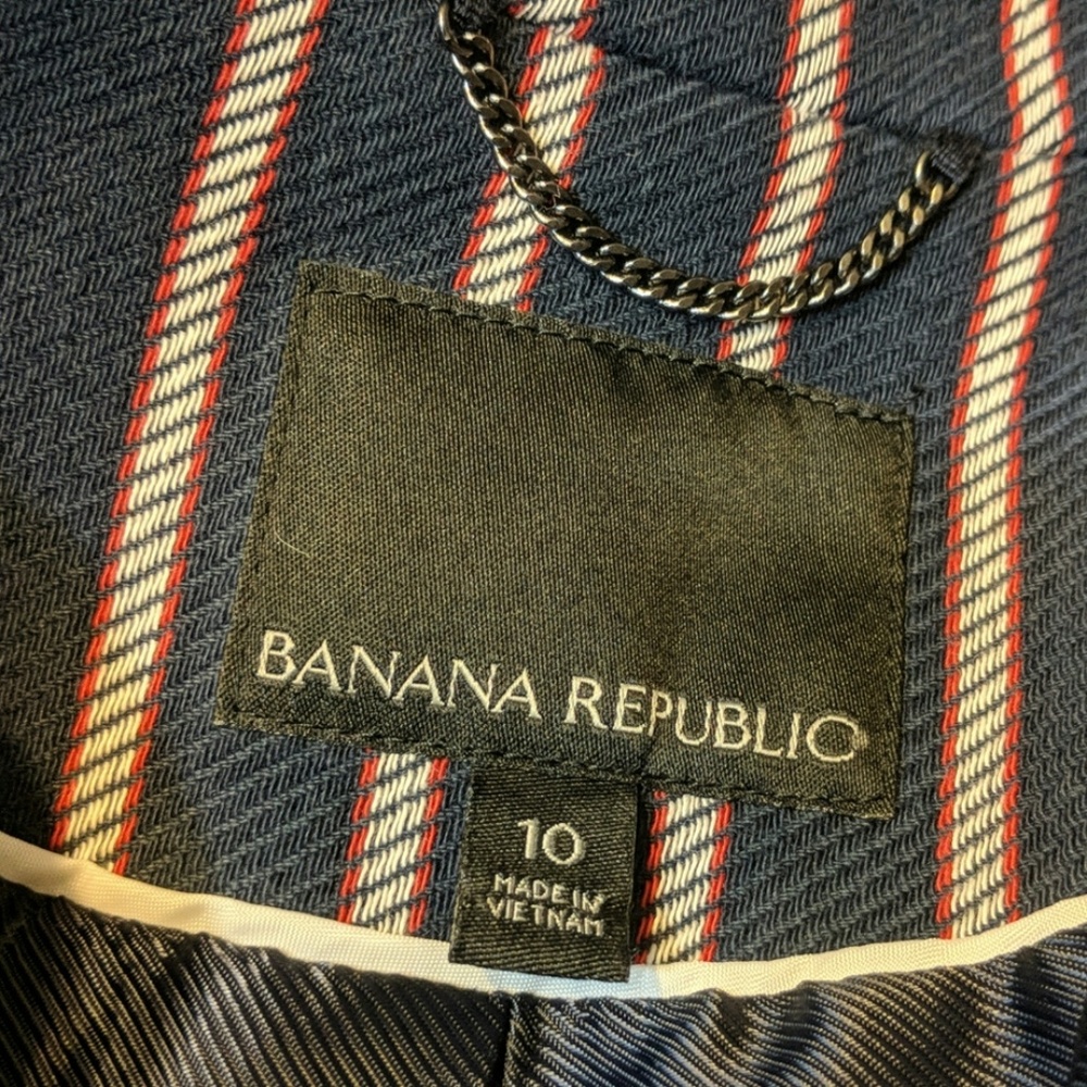BANANA REPUBLIC Striped Tailored Crop Jacket - Picture 8 of 8